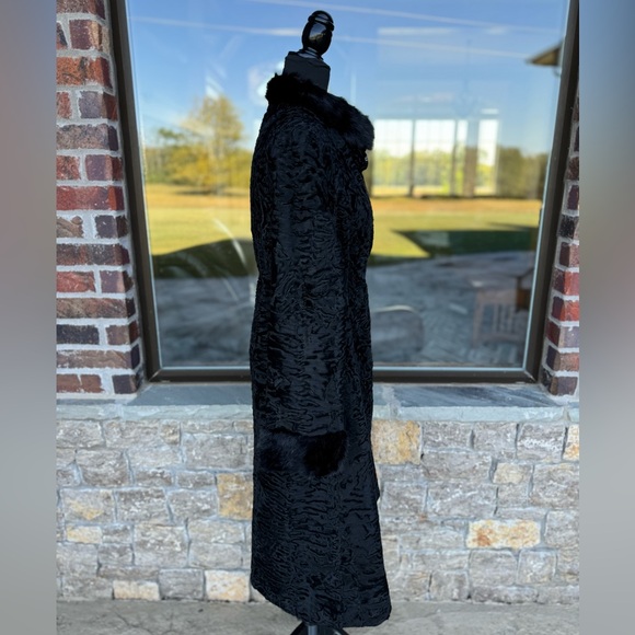 Stunning Midnight Black Persian Broadtail Lambswool Trench Coat Women’s XS/S - Picture 3 of 13